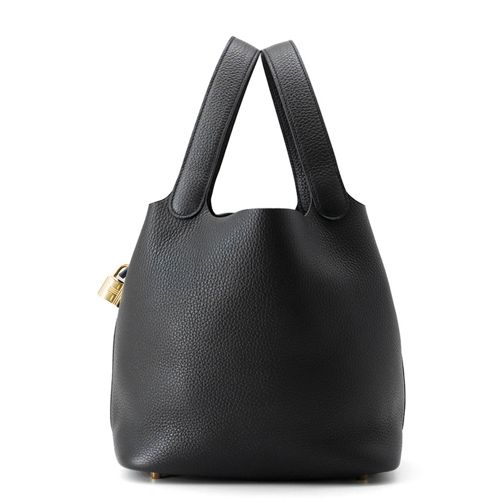 HERMES Picotin Lock Black Taurillon Clemence Size MM