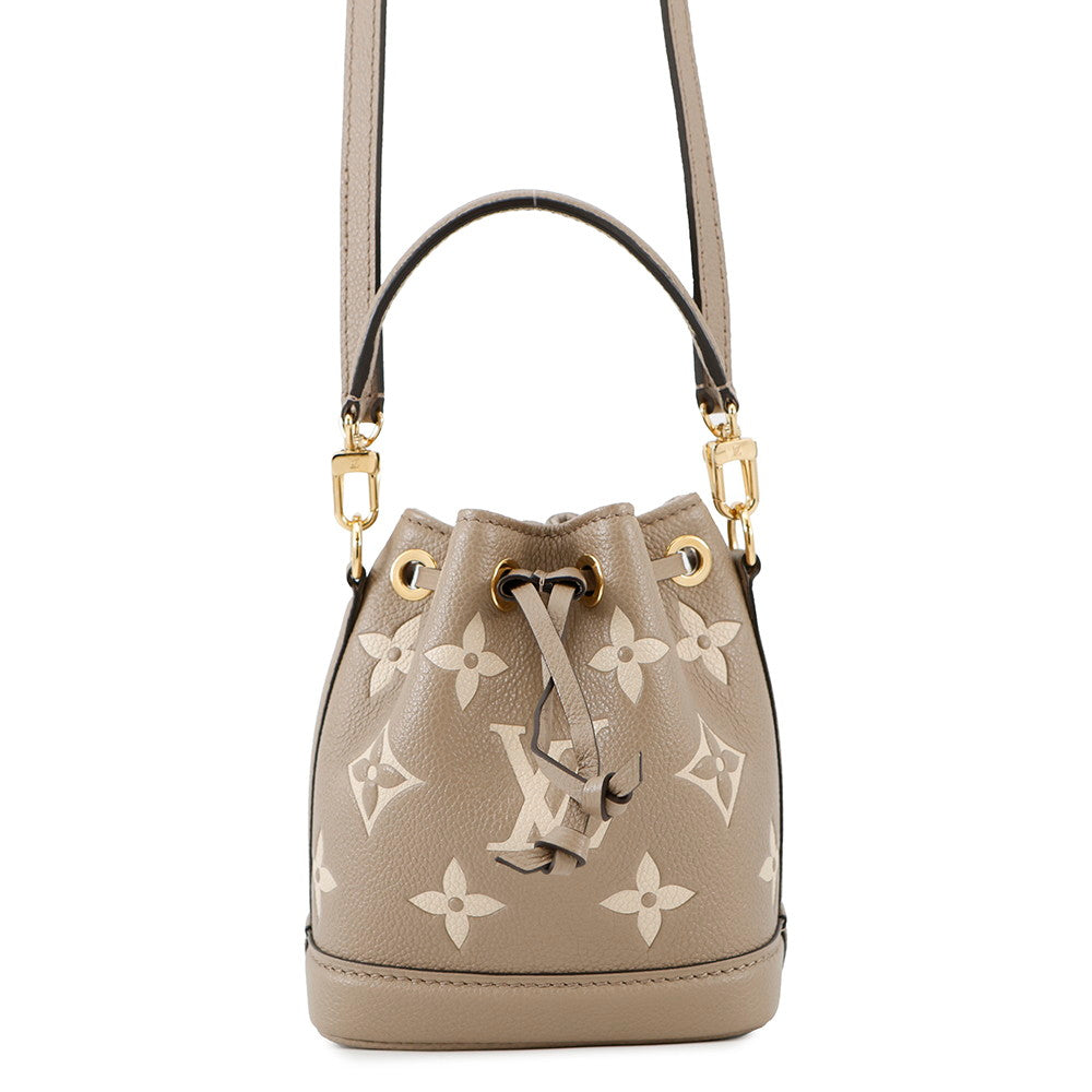 LOUIS VUITTON Nano Noe Tourterelle claimM46291 Bicolor Monogram Empreinte Leather