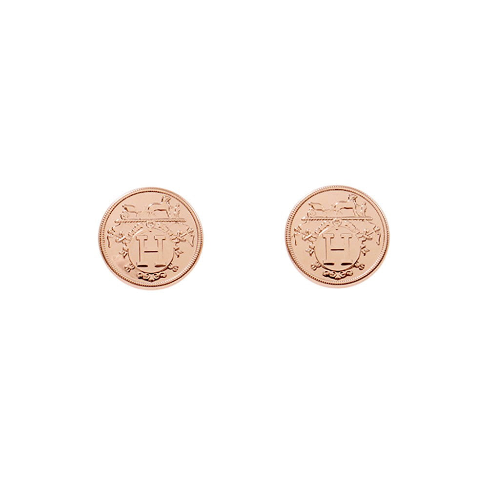 HERMES Ex Libris Earrings Size TPM 18K Pink Gold