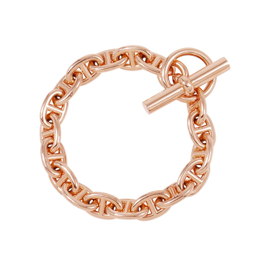 HERMES Chaine d'Ancre Bracelet 18 frames Size PM 18K Pink Gold