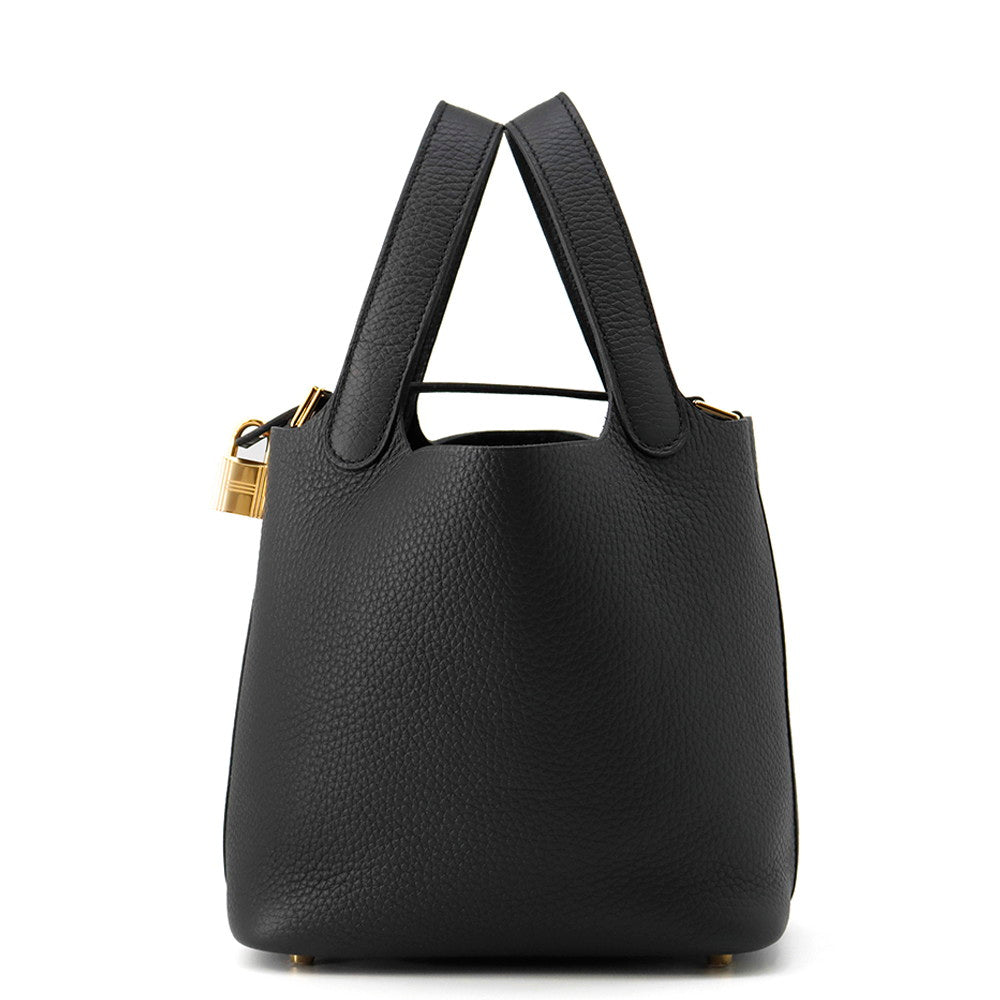 HERMES Picotin Lock Black Taurillon Clemence Size PM