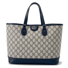 将图像加载到图库查看器中，GUCCI Ophidia GG Supreme 2way Tote Bag Beige/Navy765043 PVC Leather Size Small

