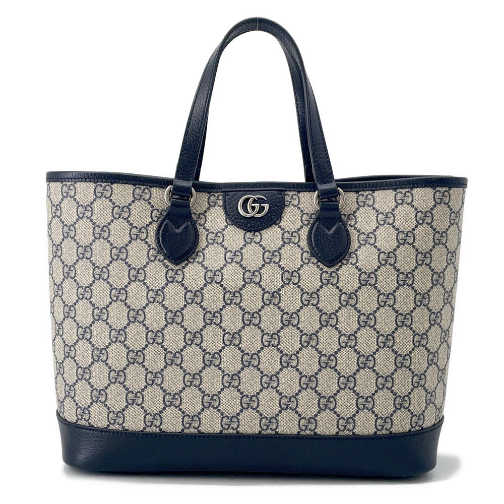 GUCCI Ophidia GG Supreme 2way Tote Bag Beige/Navy765043 PVC Leather Size Small