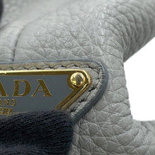 将图像加载到图库查看器中，PRADA ★Punched logo tote bag Gray1BG390 Leather Size Small
