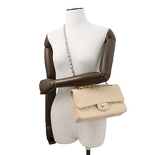 将图像加载到图库查看器中，CHANEL Matelasse W Flap ChainShoulder Bag BeigeA01112 Caviar Leather Size 25
