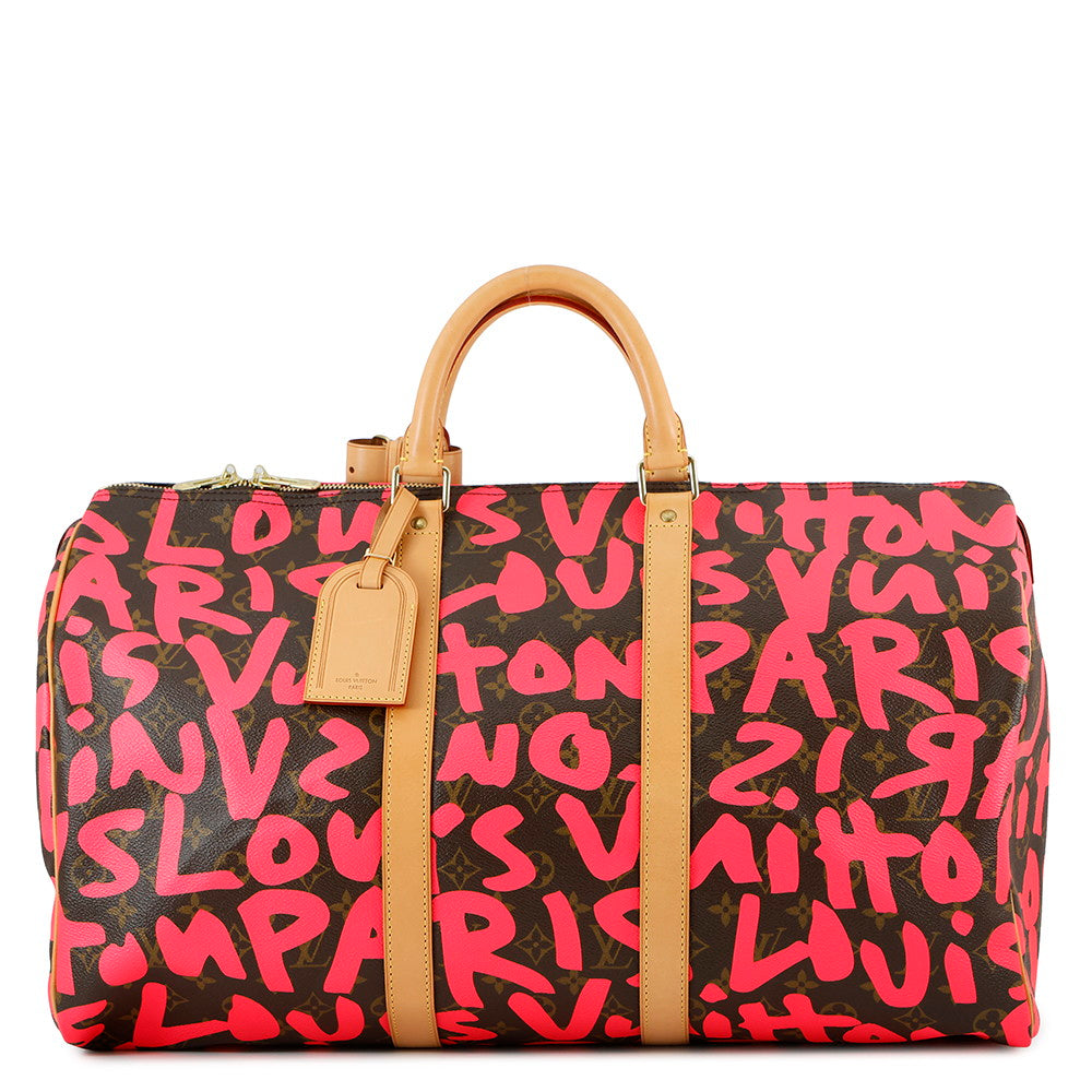 LOUIS VUITTON Keepall Fuchsia/BrownM93698 Monogram・Graffiti Size 50