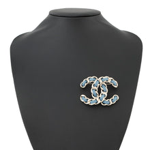 将图像加载到图库查看器中，CHANEL CC Logo Brooch BlueABF175 Denim Gold Plated
