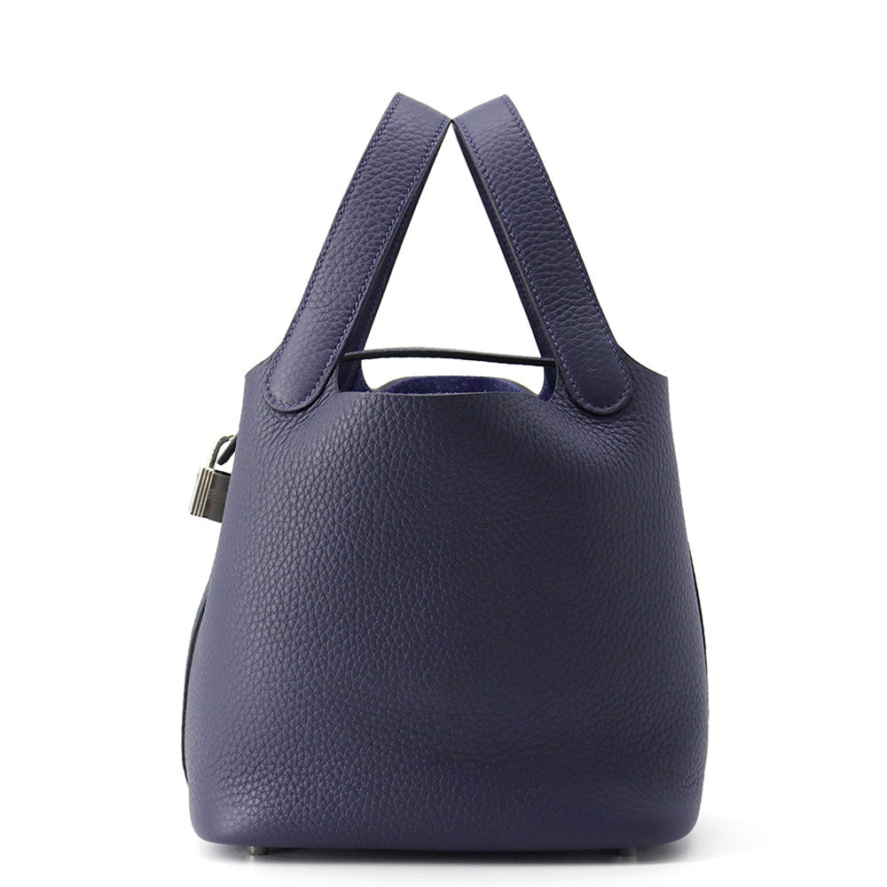 HERMES Picotin Lock Blue Nuit Taurillon Clemence Size PM