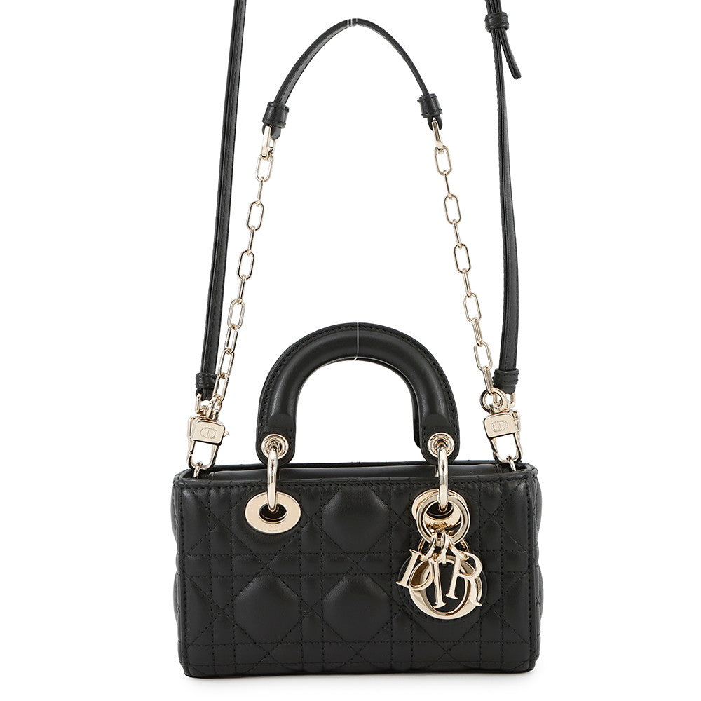 Dior Lady D-JOY Cannage 2-way Bag BlackS0910ONGE Lambskin Size micro