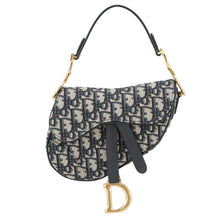 Load image into Gallery viewer, Dior Oblique Saddle Handbag NavyM0456CTZQ Canvas Leather Size Mini

