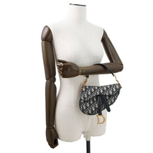 Load image into Gallery viewer, Dior Oblique Saddle Handbag NavyM0456CTZQ Canvas Leather Size Mini
