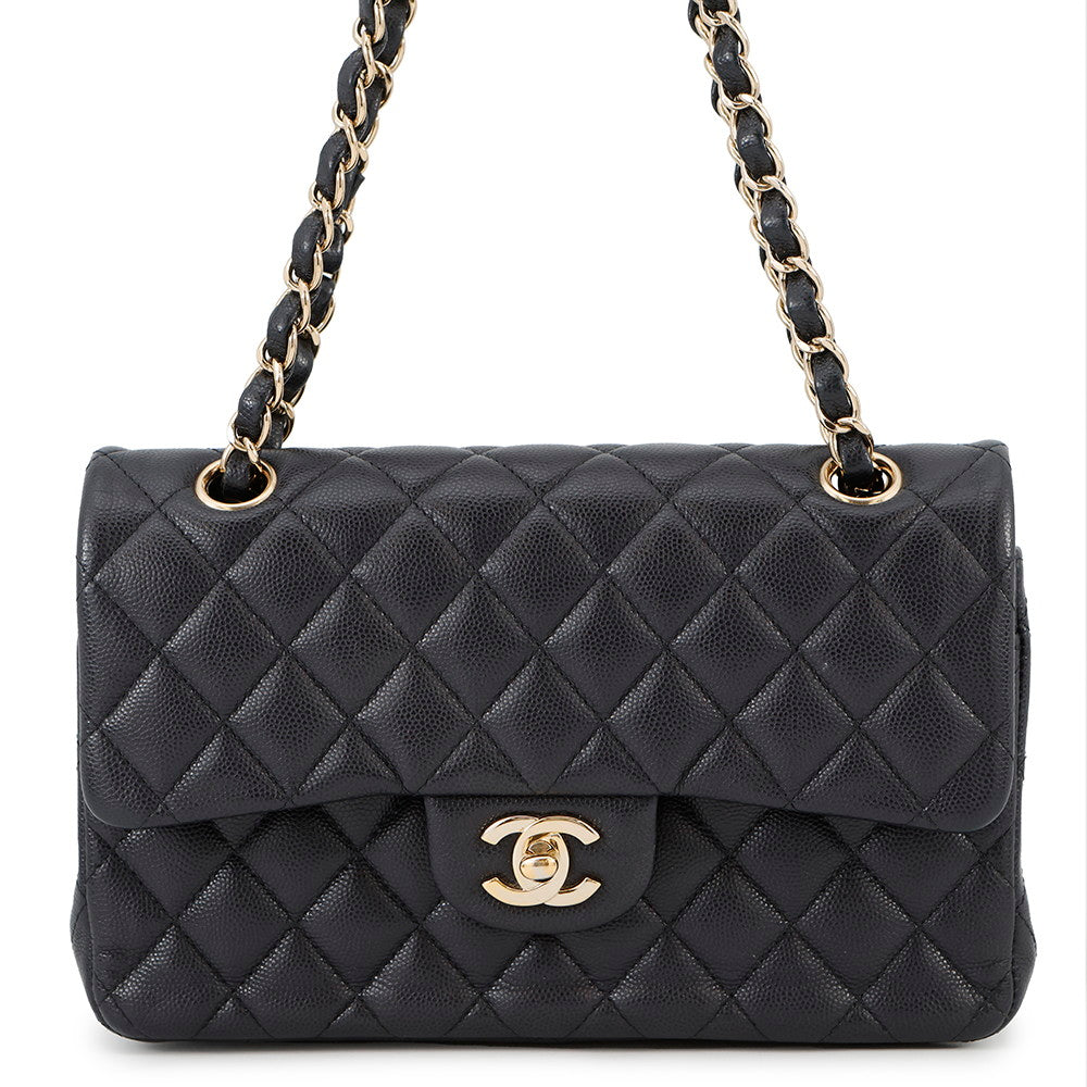 CHANEL Matelasse W Flap W Chain Shoulder Dark NavyA01113 Caviar Leather Size 23