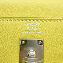 将图像加载到图库查看器中，HERMES Kelly Retourne Lime Swift Leather Size 25
