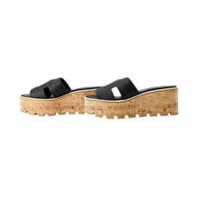 Load image into Gallery viewer, HERMES Sandals Eze 30 Black Calf Leather Cork Size 36
