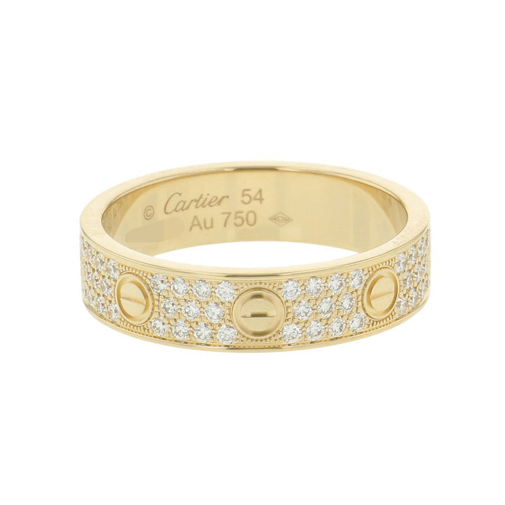 CARTIER Love Ring Small Pavé Diamond Ring Size 54/#14 SmallB4083354/B4083300 18K Yellow Gold