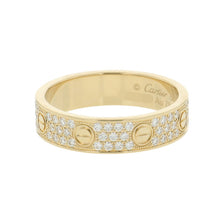 将图像加载到图库查看器中，CARTIER Love Ring Small Pavé Diamond Ring Size 54/#14 SmallB4083354/B4083300 18K Yellow Gold
