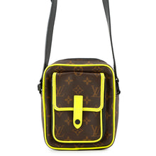 Load image into Gallery viewer, LOUIS VUITTON Christopher wearable wallet Noir/Brown/Neon YellowM80793 Monogram Macassar Canvas
