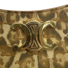 将图像加载到图库查看器中，CELINE ★Triomphe Tilly Leopard One-Shoulder Bag Beige115702 PVC Leather
