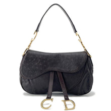 Load image into Gallery viewer, Dior Saddle OneShoulder Bag Brown Autruche Embossed Leather
