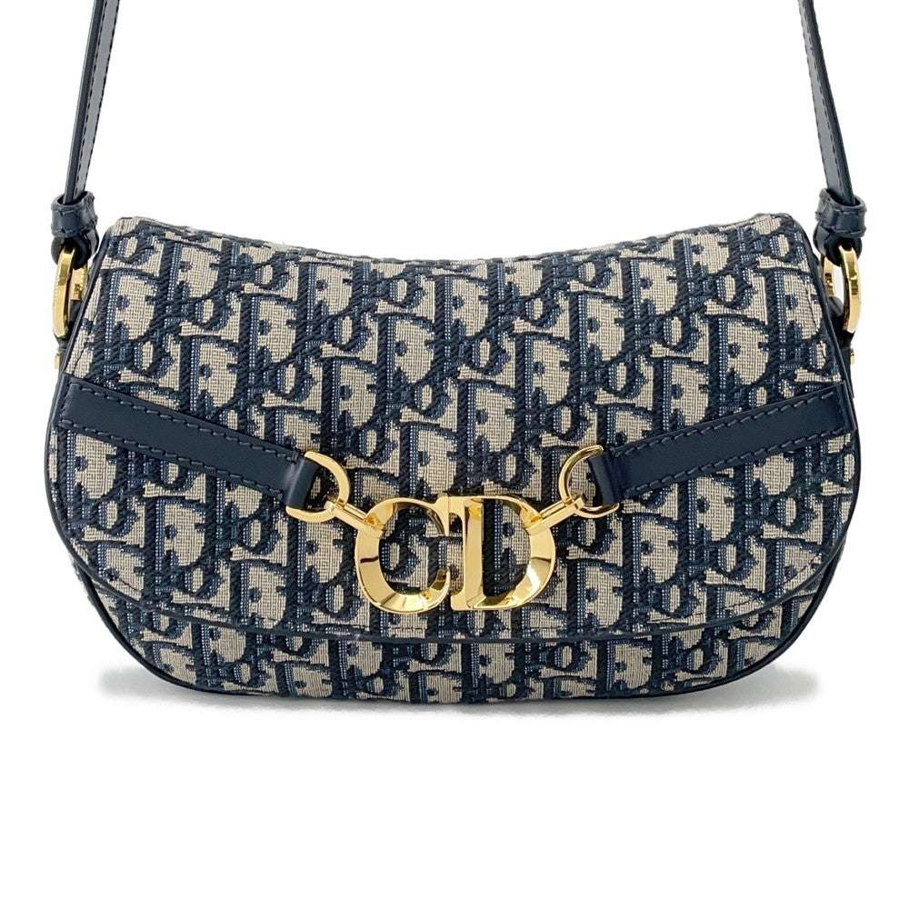 Dior Oblique CD Busus Shoulder Bag NavyM9380UTZQ Canvas Leather Size Small
