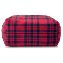 将图像加载到图库查看器中，CELINE Triomphe Pliage Check Chain Tote Bag Red/Black197562 Wool Leather Size Large
