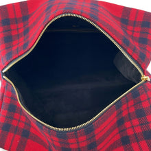 将图像加载到图库查看器中，CELINE Triomphe Pliage Check Chain Tote Bag Red/Black197562 Wool Leather Size Large
