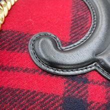 将图像加载到图库查看器中，CELINE Triomphe Pliage Check Chain Tote Bag Red/Black197562 Wool Leather Size Large
