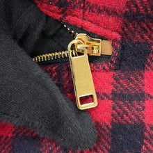 将图像加载到图库查看器中，CELINE Triomphe Pliage Check Chain Tote Bag Red/Black197562 Wool Leather Size Large
