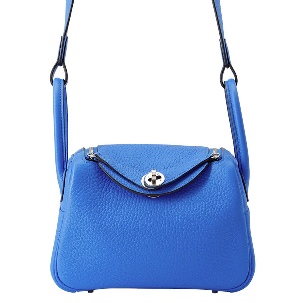 HERMES Lindy Blue Hydra Taurillon Clemence Size Mini