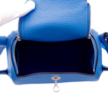 Load image into Gallery viewer, HERMES Lindy Blue Hydra Taurillon Clemence Size Mini
