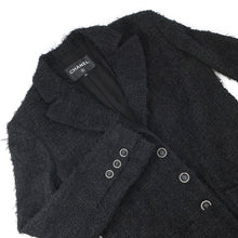 Load image into Gallery viewer, CHANEL CC Logo Lion Head Button Tweed Jacket Size 36 BlackP72390 Cotton Polyester Rhinestone
