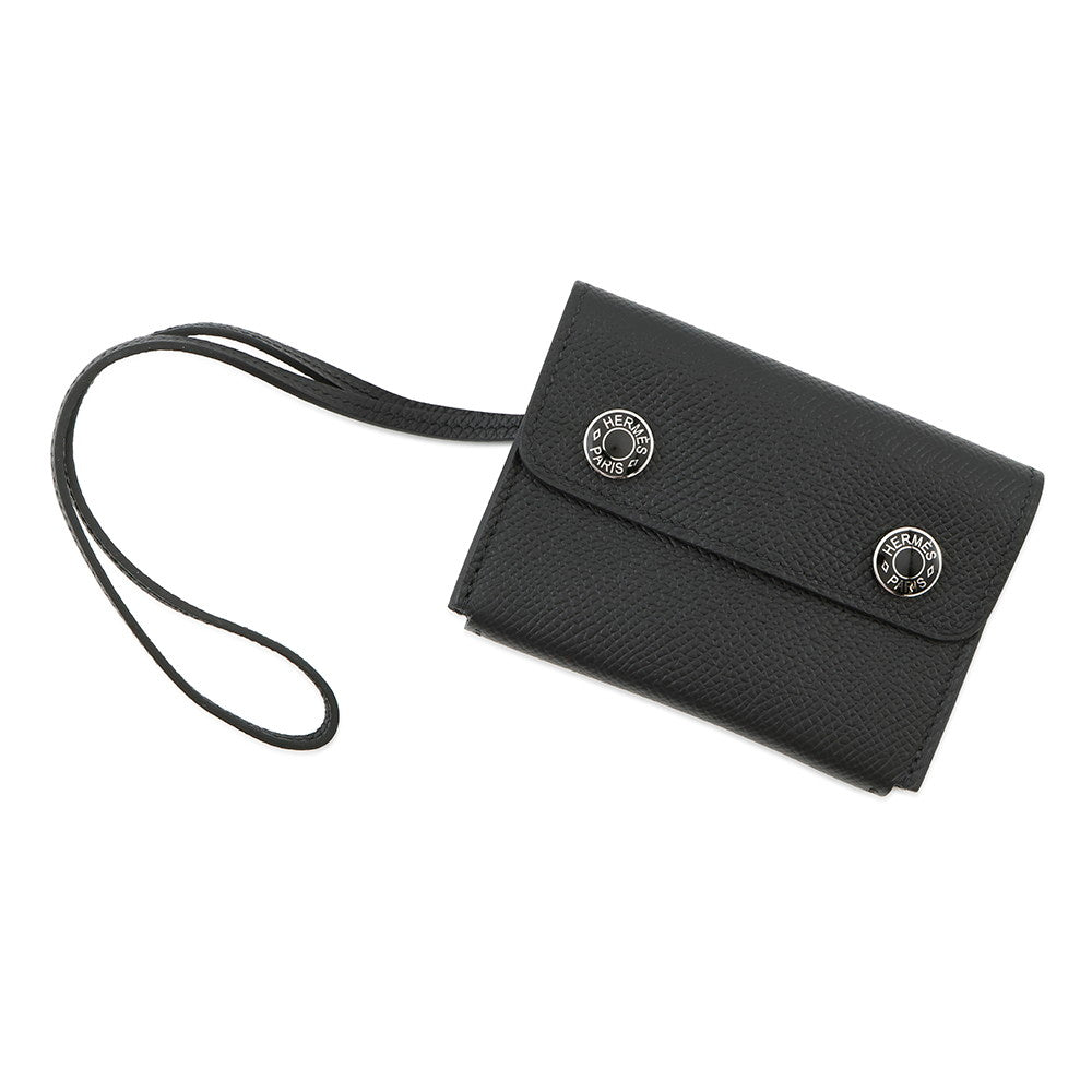 HERMES Nap Card Case Black Epsom