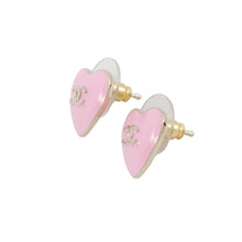 Load image into Gallery viewer, CHANEL CC Logo Heart Earrings PinkABG216 Metal
