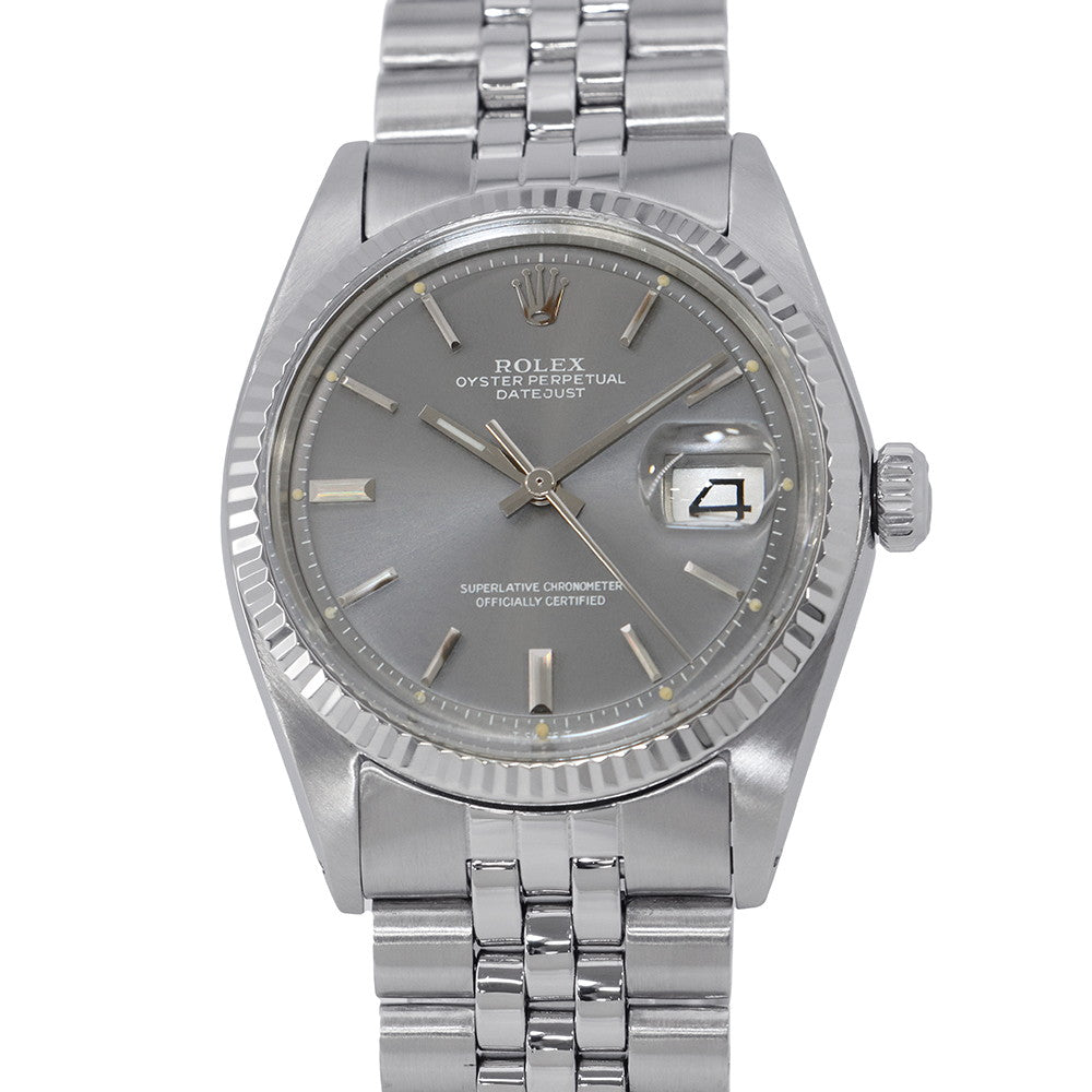 ROLEX Datejust W36mm Stainless Steel K18WG Gray Dial1601