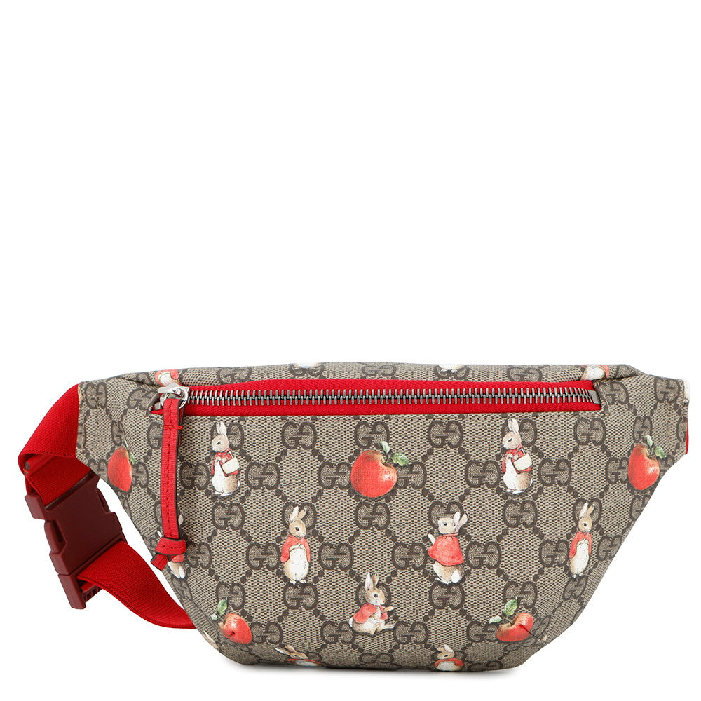 GUCCI Children's GG Supreme Crossbody Bag in Peter Rabbit Brown/Red502095 GG Supreme