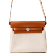 将图像加载到图库查看器中，HERMES Herbag zip Fauve Toile H Vache Hunter Leather Size Mini
