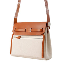 将图像加载到图库查看器中，HERMES Herbag zip Fauve Toile H Vache Hunter Leather Size Mini
