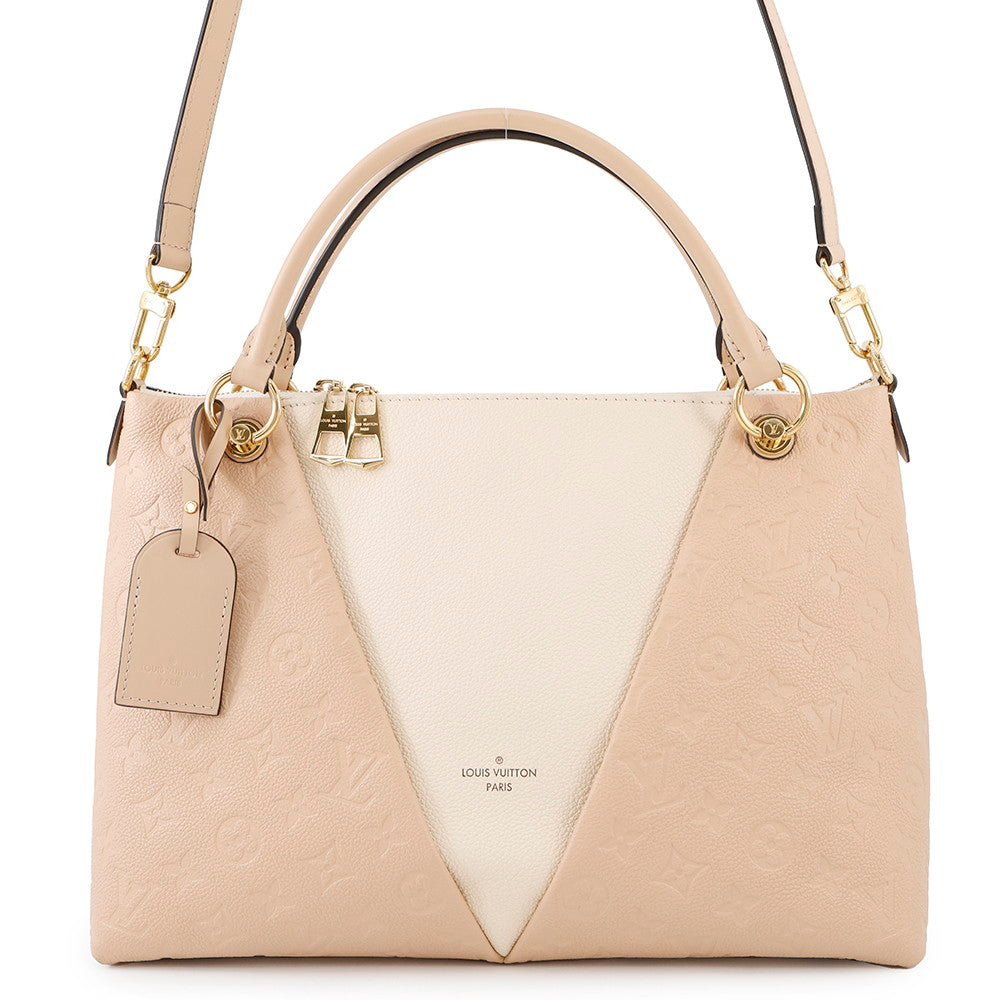 LOUIS VUITTON ★V Tote BeigeRose/Cream Monogram Empreinte Leather Size MM