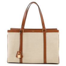 将图像加载到图库查看器中，CELINE Medium Cabas16(Saise) Tote Bag Natural/Tan197332DUH.02NT Canvas Leather
