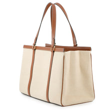 将图像加载到图库查看器中，CELINE Medium Cabas16(Saise) Tote Bag Natural/Tan197332DUH.02NT Canvas Leather
