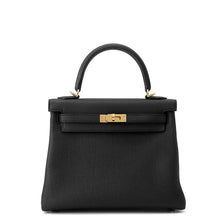 将图像加载到图库查看器中，HERMES Kelly Retourne Black Togo Leather Size 25
