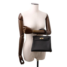 将图像加载到图库查看器中，HERMES Kelly Retourne Black Togo Leather Size 25

