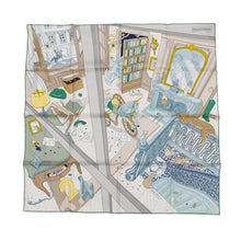 Load image into Gallery viewer, HERMES Scarf Carre Mystery at 24 Gris Pale/Vert/Jaune Silk 100%
