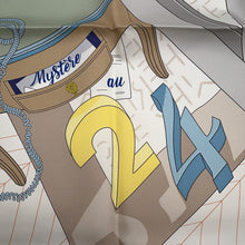 Load image into Gallery viewer, HERMES Scarf Carre Mystery at 24 Gris Pale/Vert/Jaune Silk 100%
