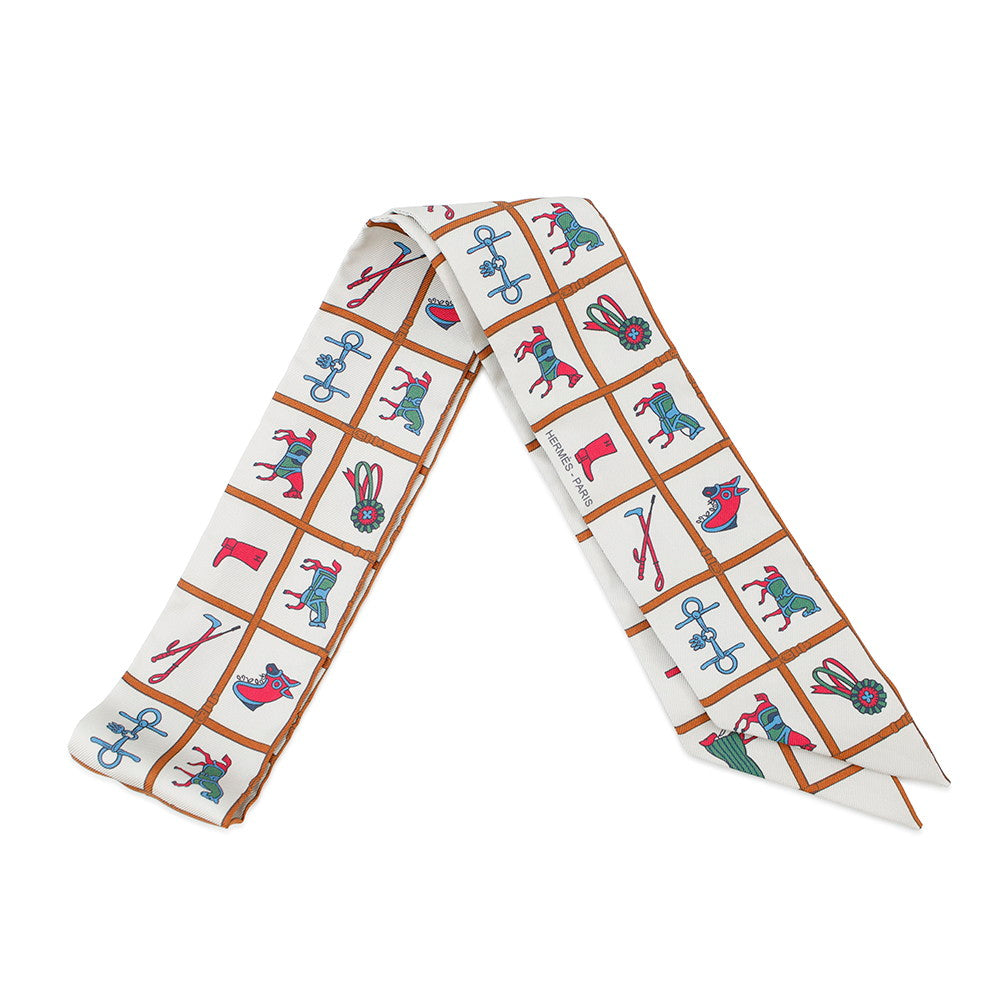 HERMES Twilly Couvertures et Tenues de jour Cream/Blanc/Rose Silk100%