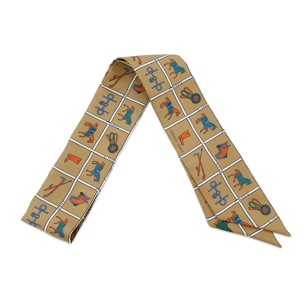 HERMES Twilly Couvertures et Tenues de jour Mordre/Blanc/Blue Silk100%