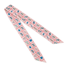 Load image into Gallery viewer, HERMES Twilly Couvertures et Tenues de jour Rose/Blue/Vert Silk100%
