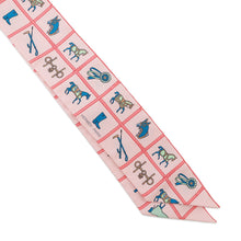 Load image into Gallery viewer, HERMES Twilly Couvertures et Tenues de jour Rose/Blue/Vert Silk100%
