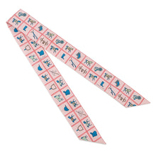 Load image into Gallery viewer, HERMES Twilly Couvertures et Tenues de jour Rose/Blue/Vert Silk100%
