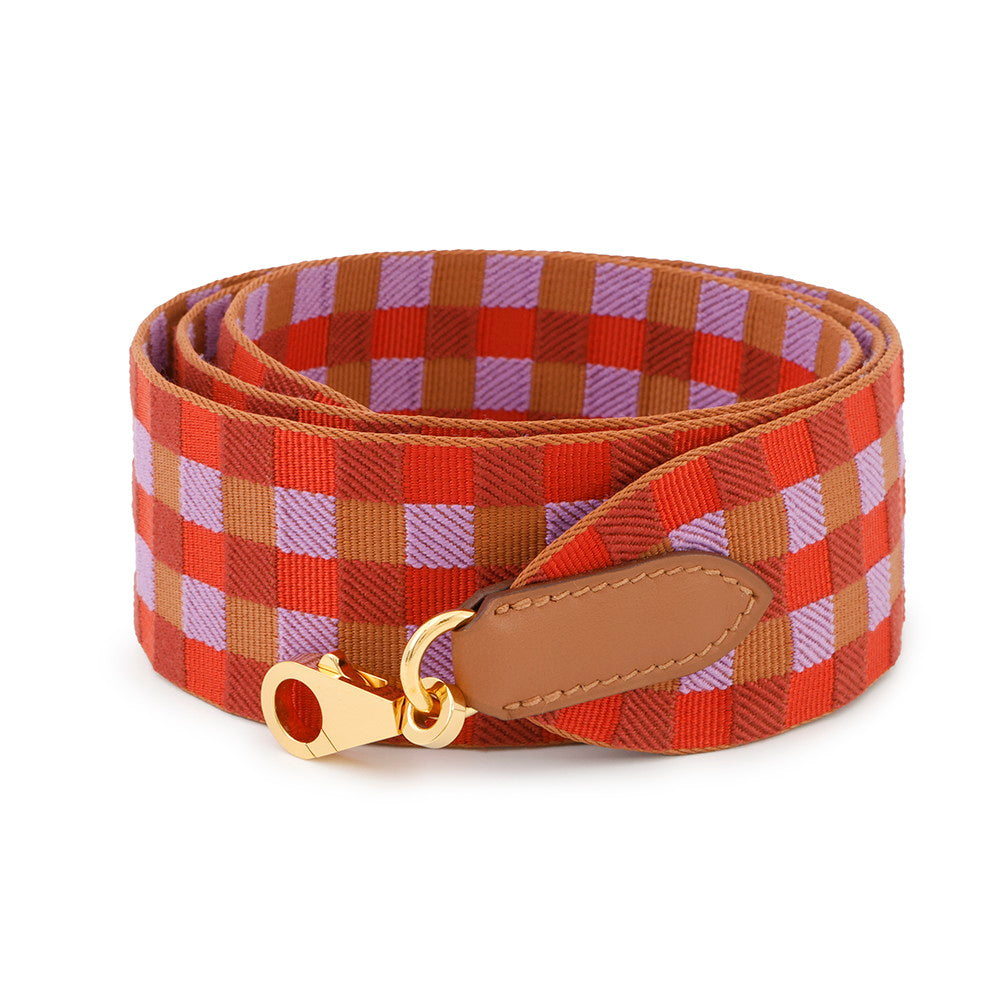 HERMES Bandouliere maxi quadrille Capucines/Parme/Rouge duchesse/Gold Canvas Swift Leather Size 2